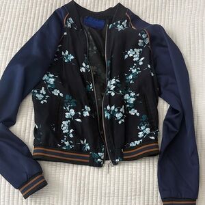 Aeropostale Black and Blue Floral Bomber Jacket